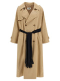 Mm6 Maison Margiela Double-Breasted Cotton Twill Trench Coat — Beige