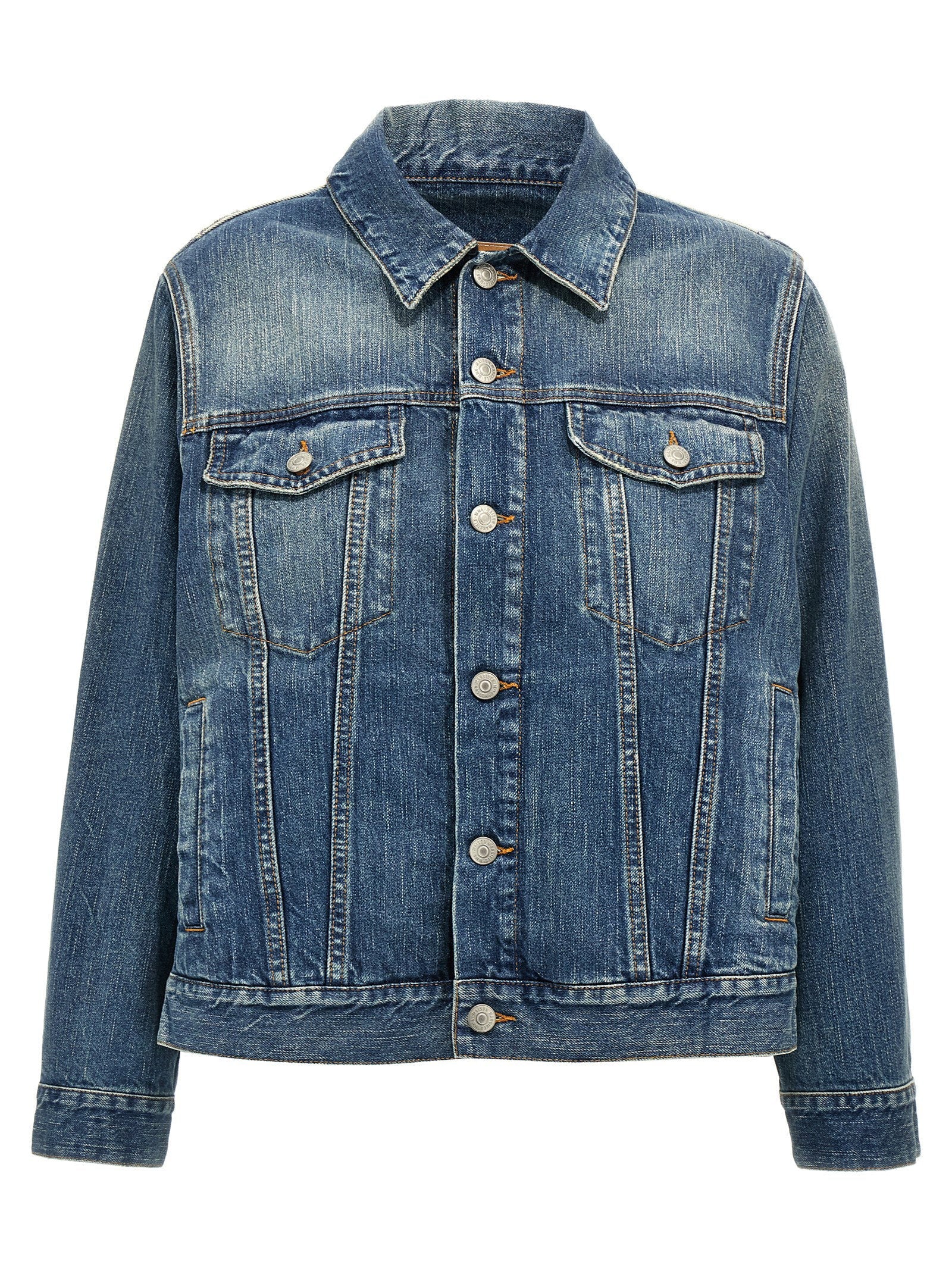 Mm6 Maison Margiela Layered Cotton Denim Jacket — blue