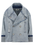 Mm6 Maison Margiela Double-Breasted Denim Jacket — Light Blue
