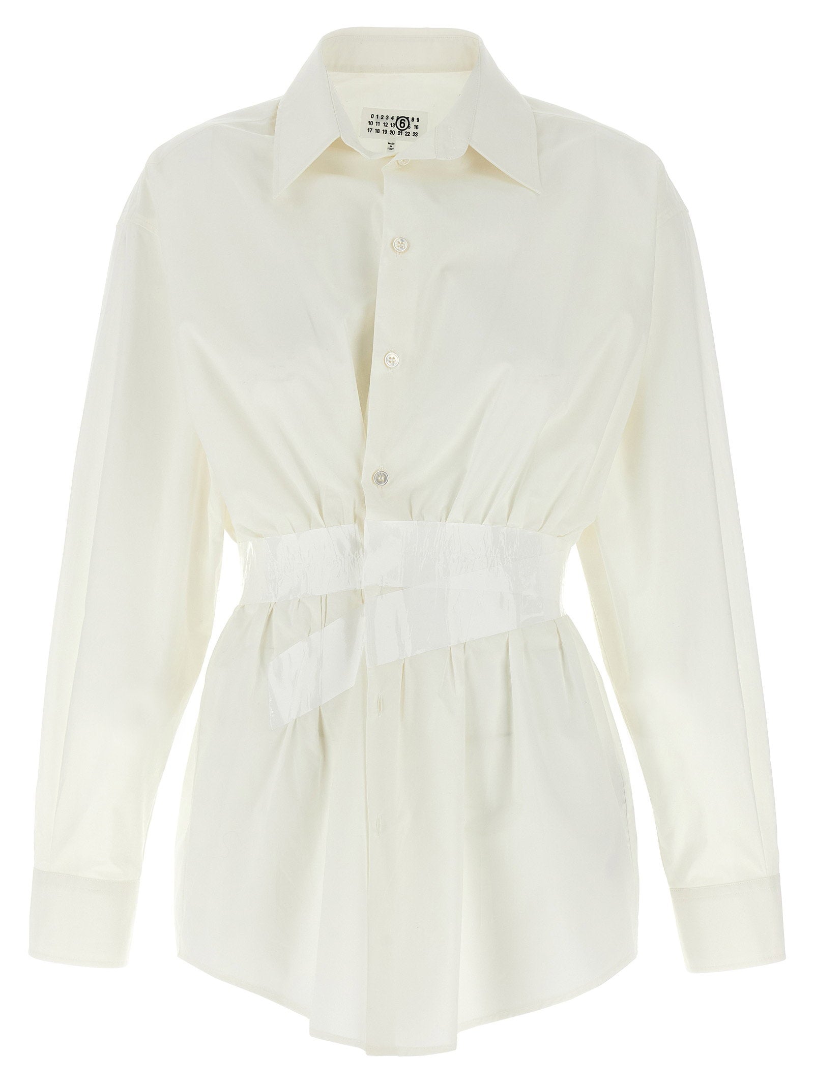 Mm6 Maison Margiela Cotton Poplin with Taped Waist Shirt — Cream