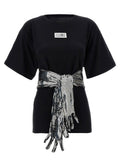 Mm6 Maison Margiela Sequin Glove Detail T-Shirt — Black