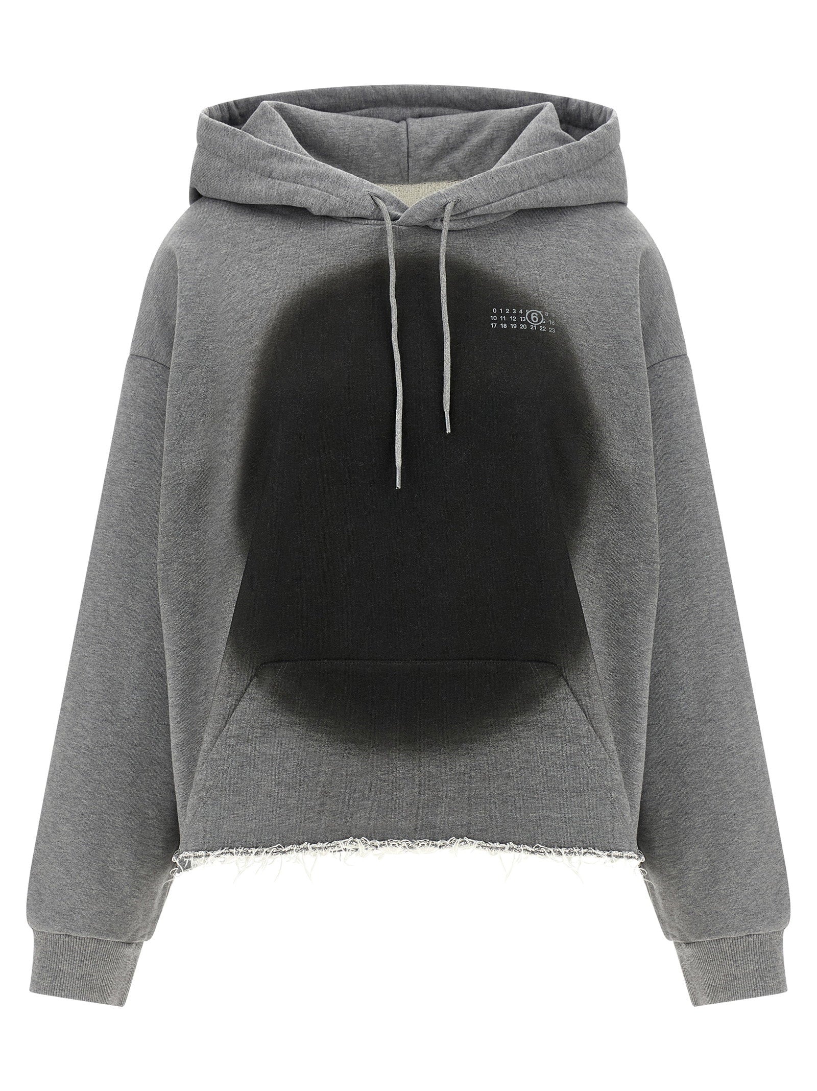 Mm6 Maison Margiela Numeric Signature Spray Print Hoodie — Grey
