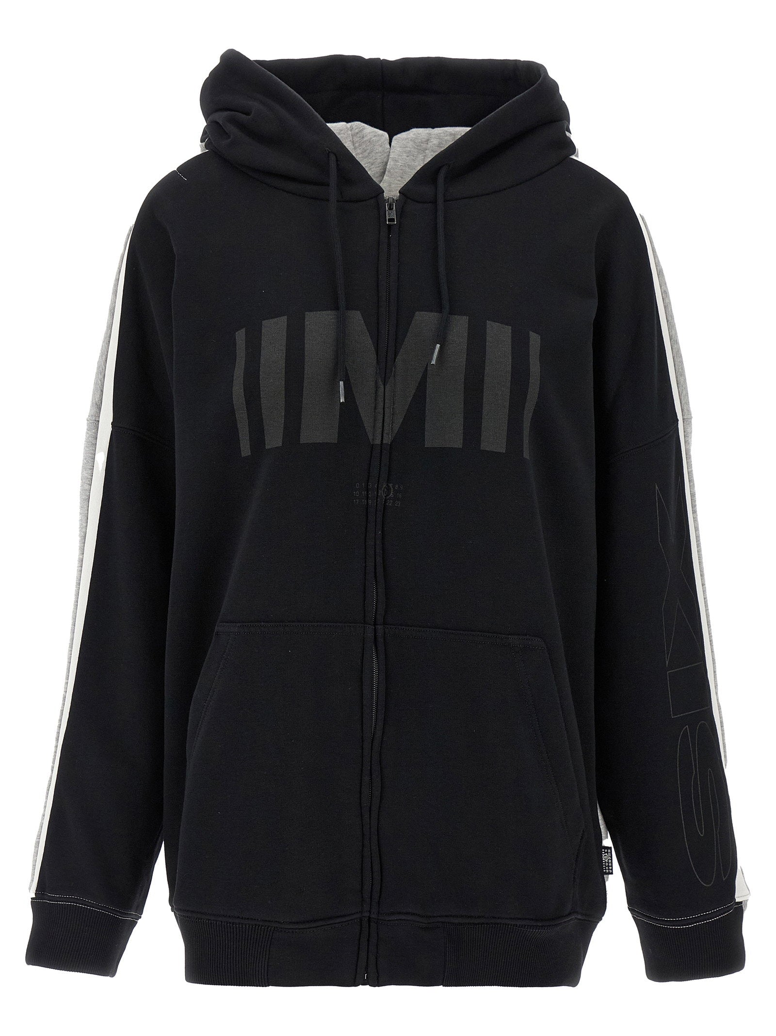 Mm6 Maison Margiela Double-Front Brushed Cotton Hoodie — Black