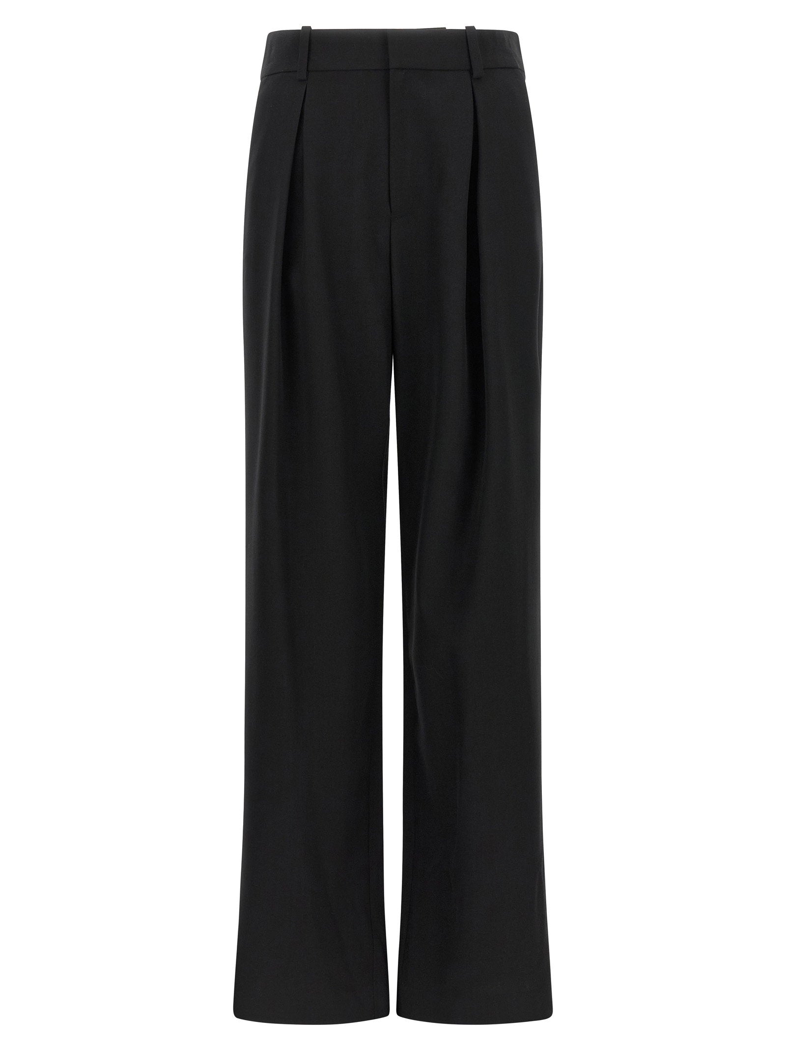 Mm6 Maison Margiela Wide-Leg Virgin Wool Trousers — Black