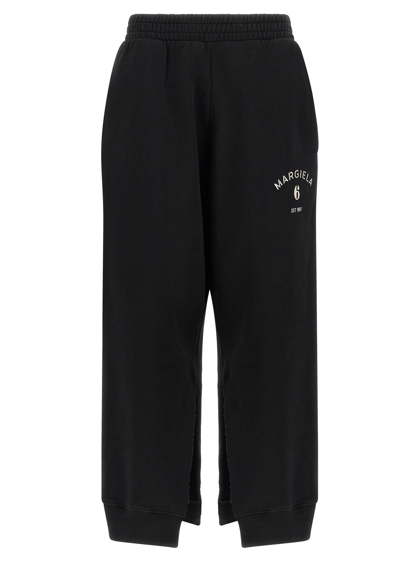 Mm6 Maison Margiela Deconstructed Cotton Joggers — Black