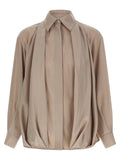 Loewe Silk Draped Shirt — Beige