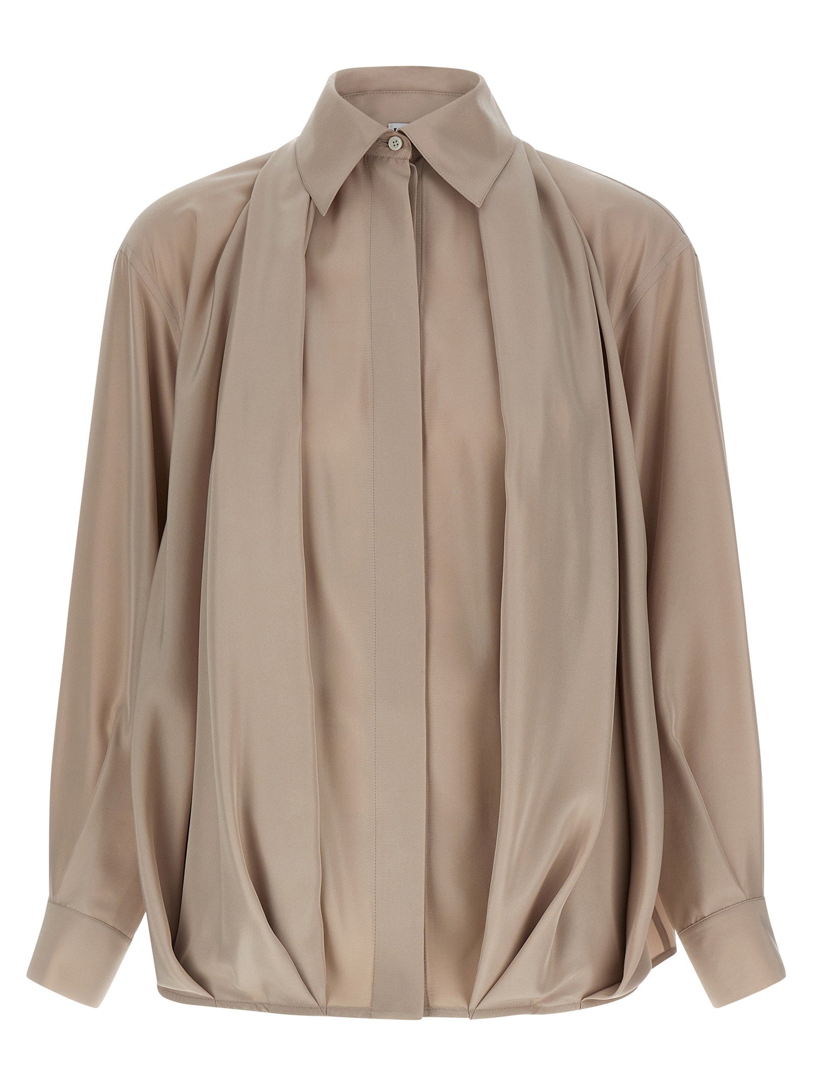 Loewe Silk Draped Shirt — Beige