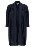 Loewe Draped Cotton Poplin Dress — Navy