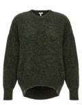 Loewe Double-Neck Melange Wool Sweater — olive