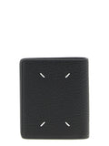 Maison Margiela Stitching-Embellished Hammered Leather Wallet — Black