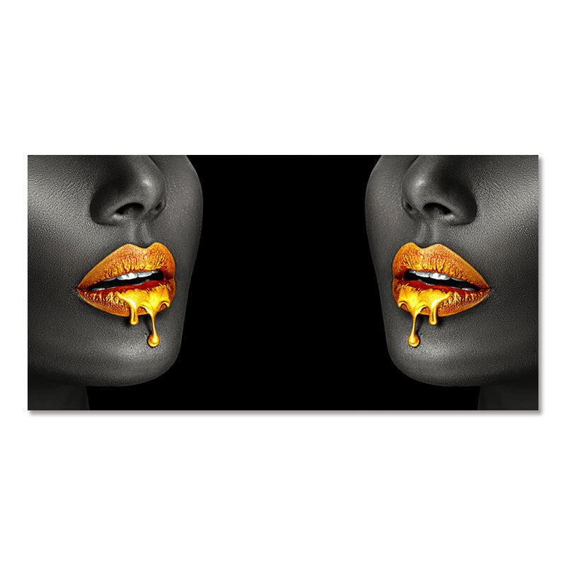 ArtZ® Very Lippy Canvas Paintings - Two Faces / 27.6 inch by 55.1 inch (70x140cm) No Frame
