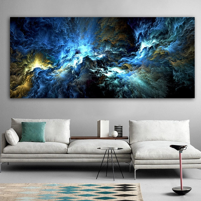 ArtZ® Technicolor Dreams Canvas Paintings - Blue Hues / 31.5 inch by 72.8 inch (80x185cm) No Frame