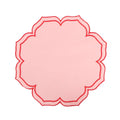 Regal Petal Scallop Placemat in Blush Pink and Ruby Red Trim - Set of 4