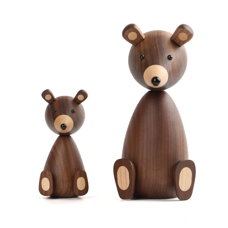 ArtZ® Nordic Wooden Bear Sculptures - Set of 2 (1 Small + 1 Large)