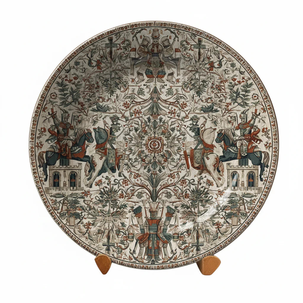 Persian Hunting Scene Vintage Ceramic Wall Plate