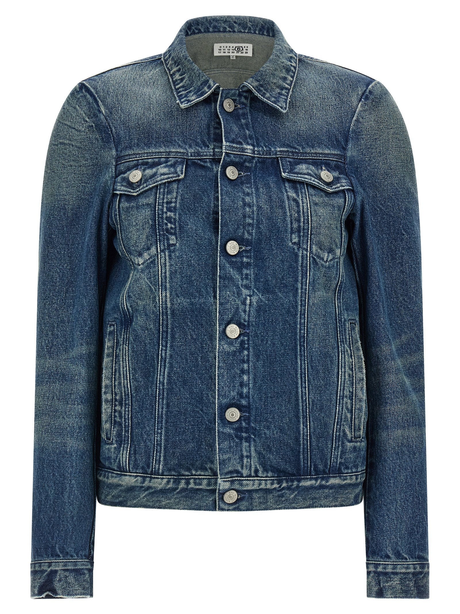 Mm6 Maison Margiela Stone-Washed Denim Jacket — Blue