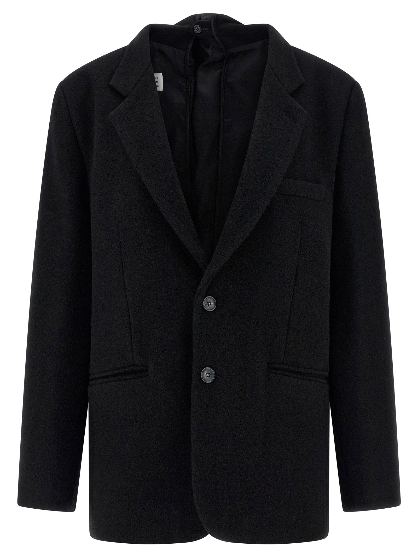 Mm6 Maison Margiela Wool with Back Panel Design Blazer — Black