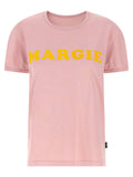 Mm6 Maison Margiela Flocked Logo Print T-shirt — Pink