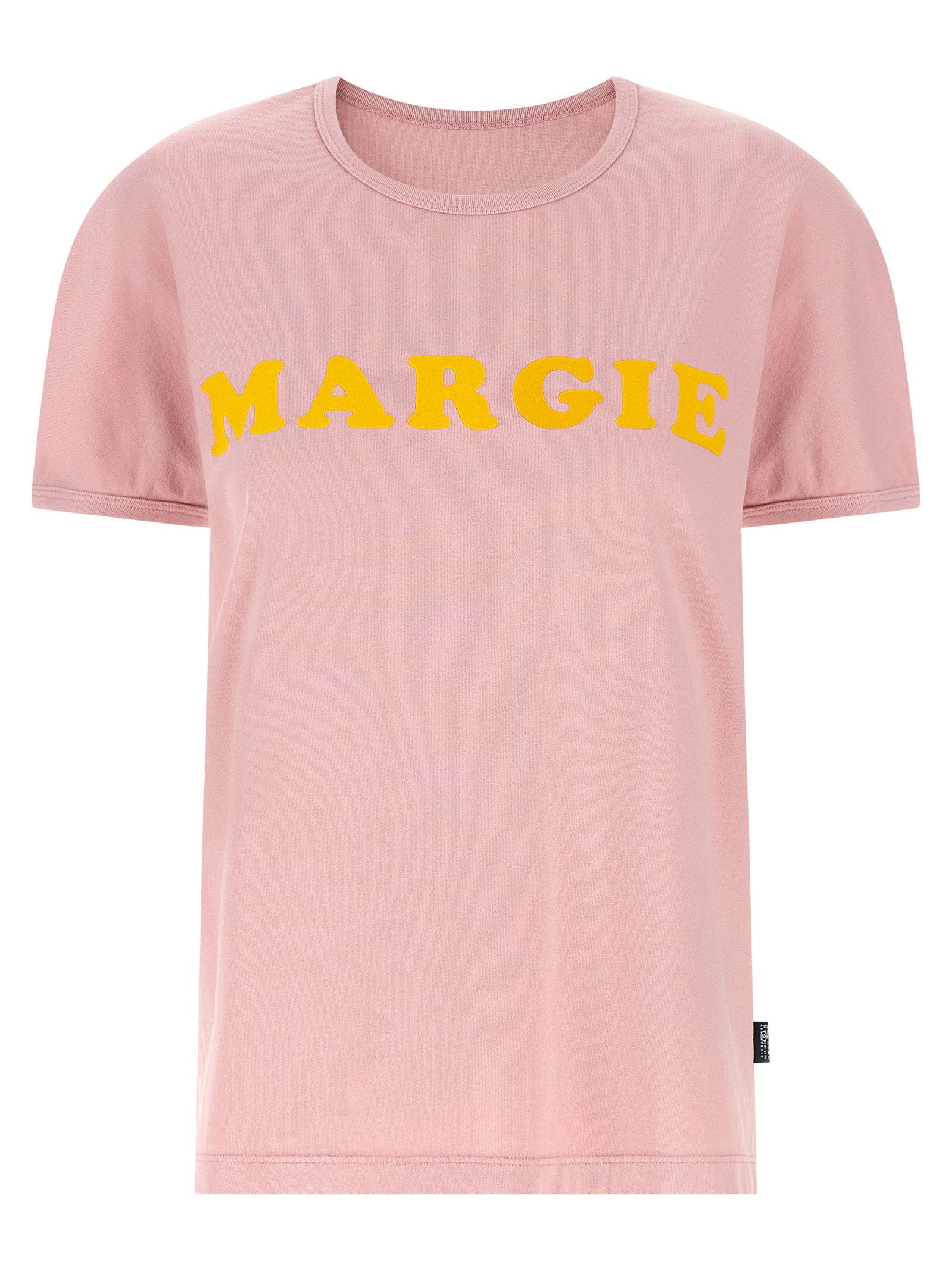 Mm6 Maison Margiela Flocked Logo Print T-shirt — Pink