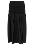 Mm6 Maison Margiela Double Layer Pleated Wool Blend Skirt — Black