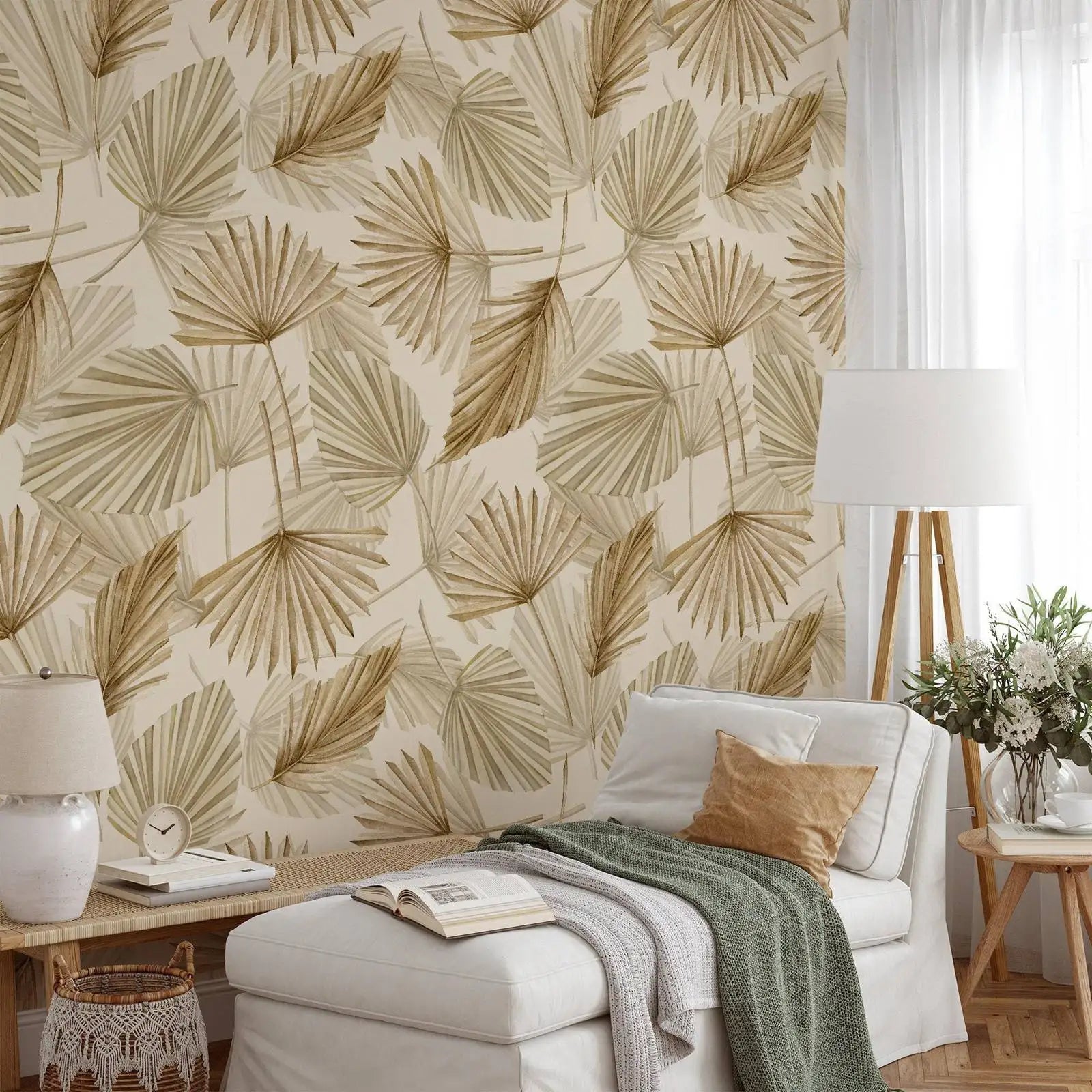 Boho Dry Leaves Wallpaper