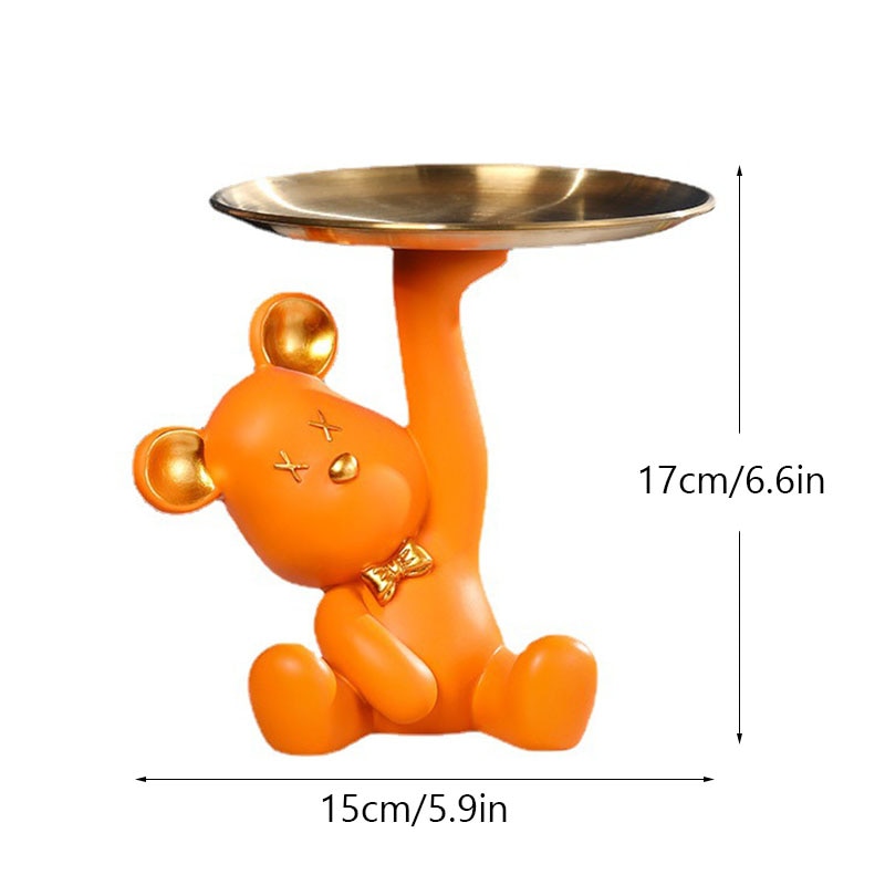 ArtZ® Bear Sculpture Table Tray - Orange