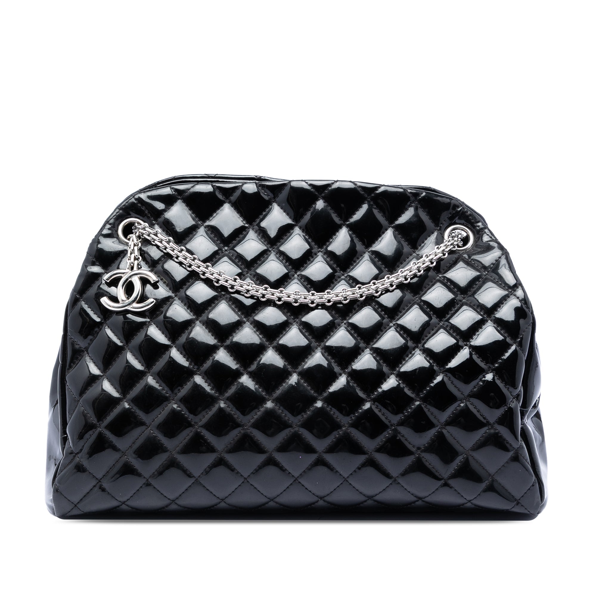 Large Quilted Patent Just Mademoiselle Bowling Bag
