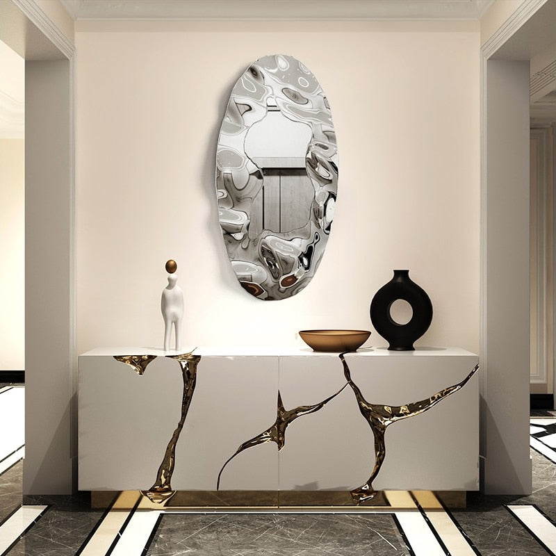 ArtZ® Stainless Steel Oval Mirror - Silver 24 inch by 47 inch (60 cm by 120 cm)
