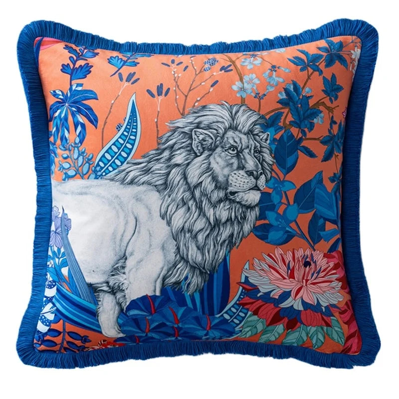 Imperial Crane Velvet Chinoiserie Throw Pillow