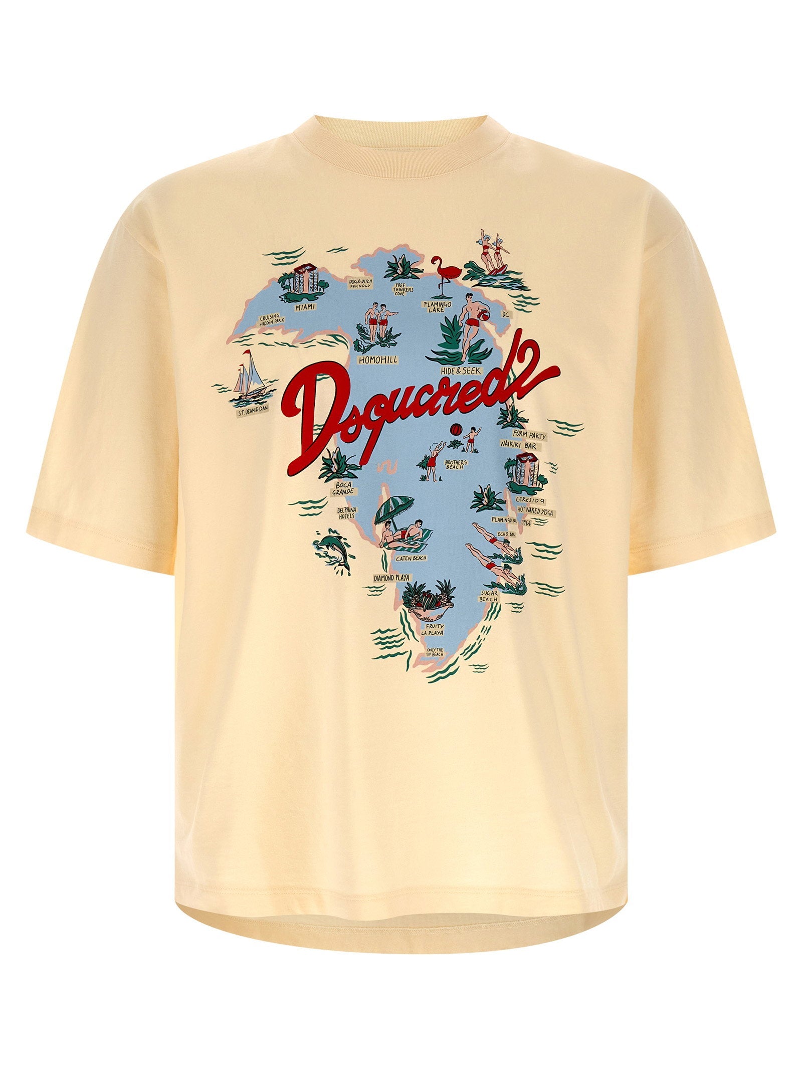 Dsquared2 Destination-Print T-Shirt — Cream