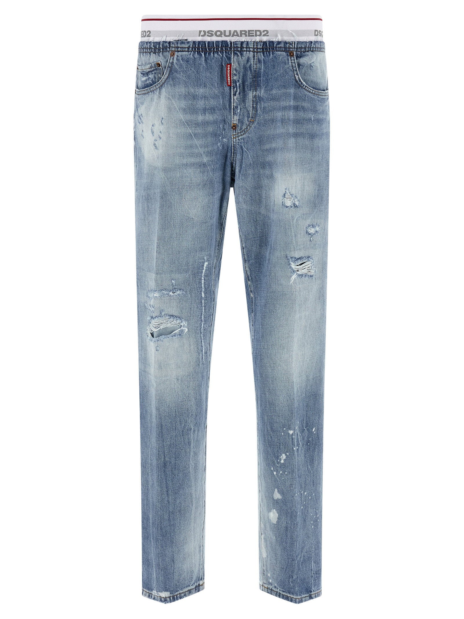 Dsquared2 Distressed Denim Jogger Jeans — Blue