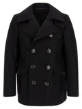 Dsquared2 Wool Double-Breasted Coat — Black