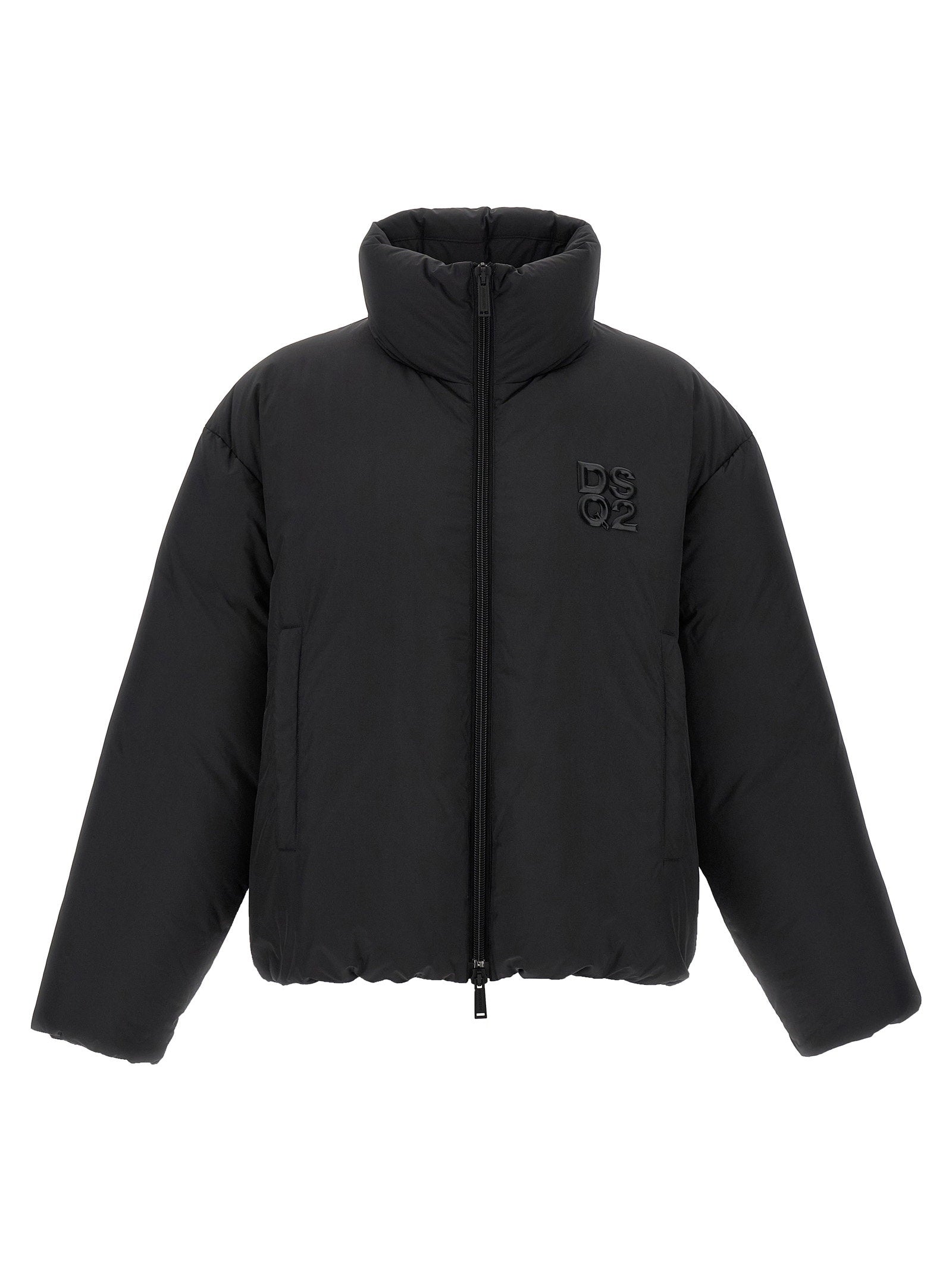 Dsquared2 Nylon Puffer with Goose Feather Padding Down Jacket — Black