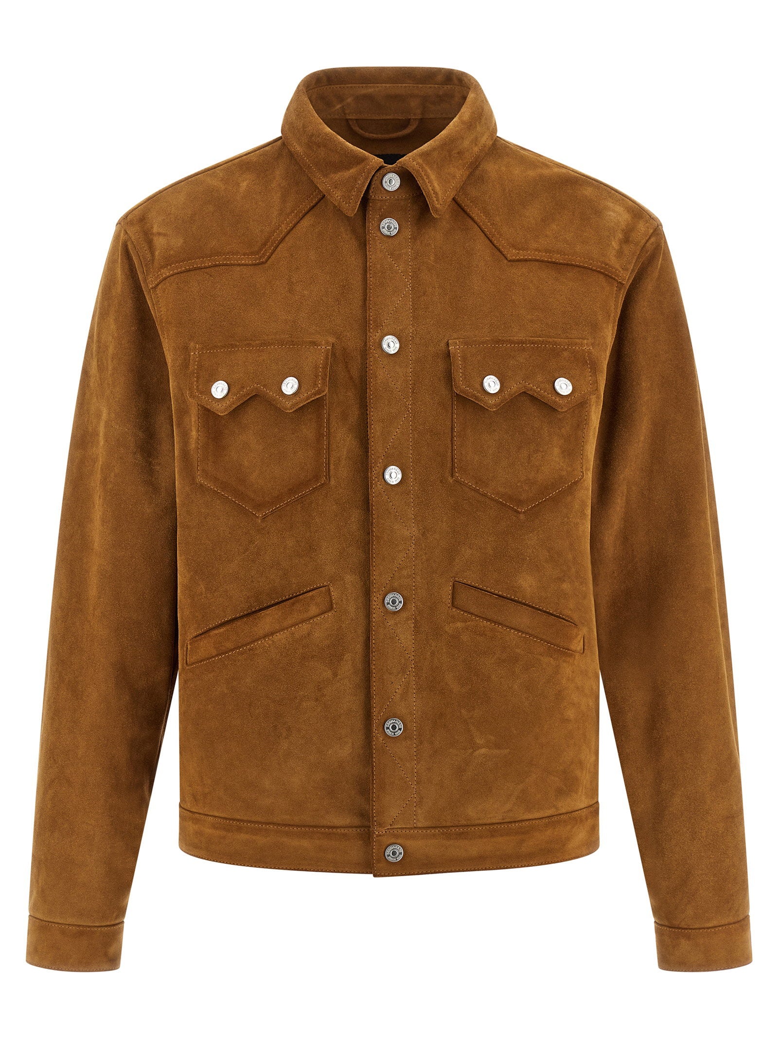 Dsquared2 Suede Western-Style Shirt Jacket — Brown