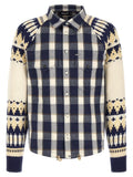 Dsquared2 Check & Nordic Jacquard Hybrid Shirt — Navy
