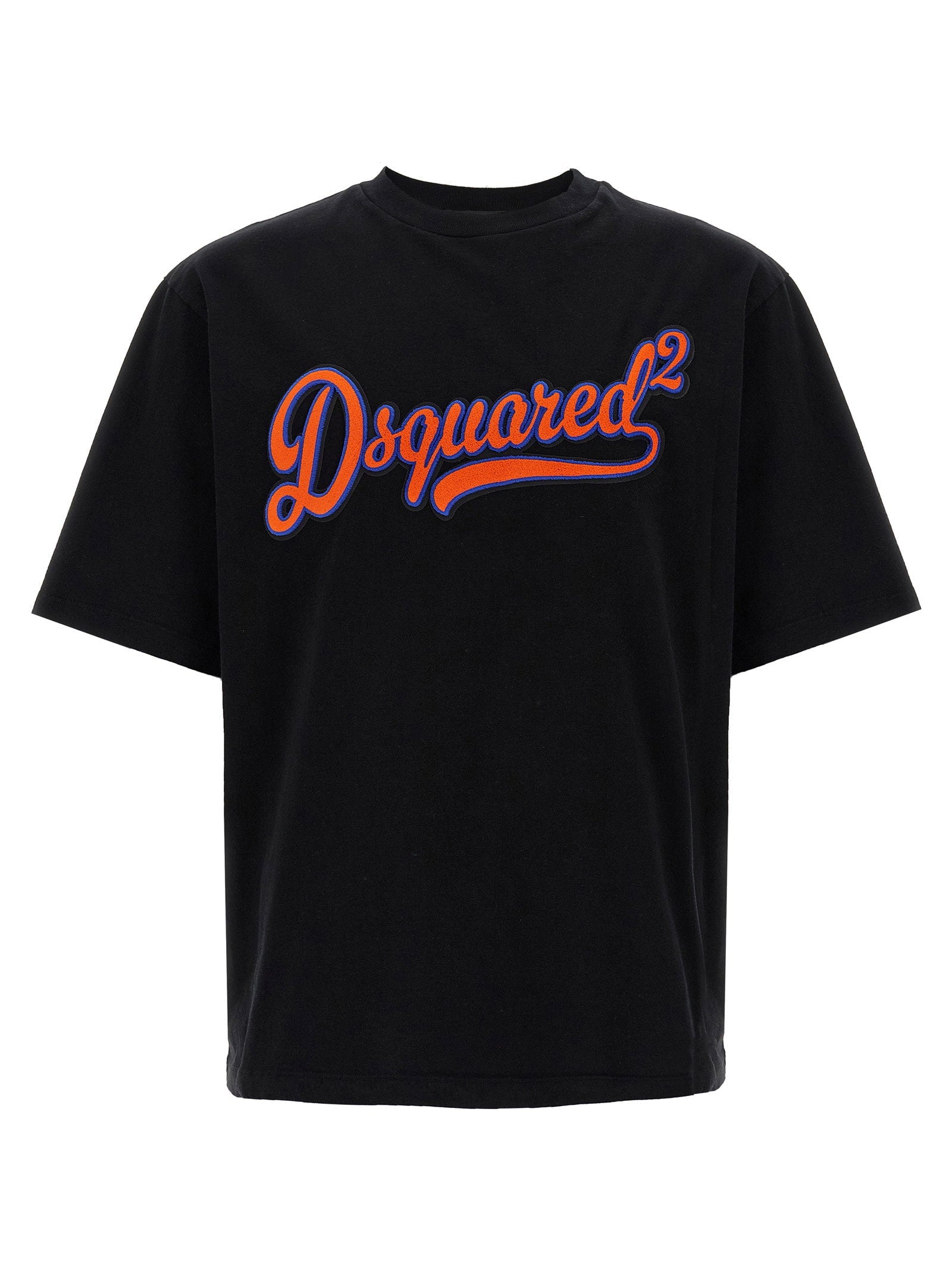 Dsquared2 Logo-Embroidered Jersey T-Shirt — Black