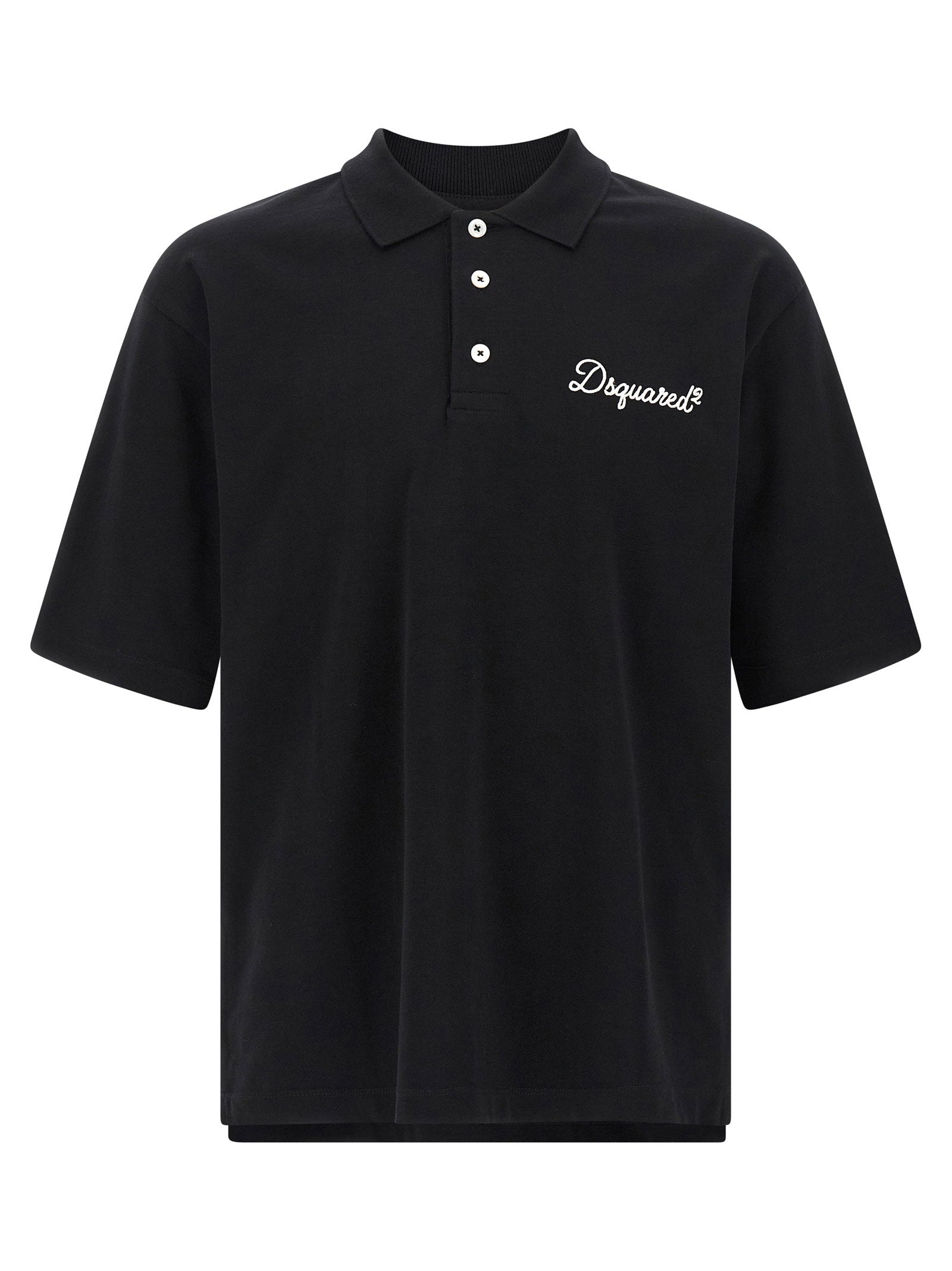 Dsquared2 Logo-Embroidered Cotton Jersey Polo Shirt — Black