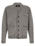 Dsquared2 Logo-Patch Wool Blend Cardigan — grey