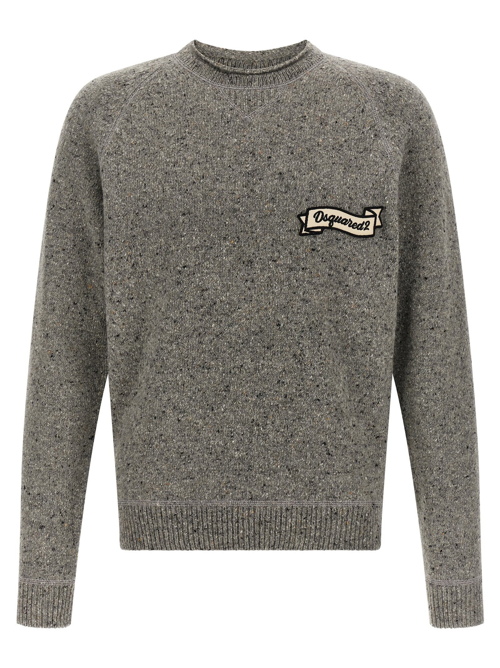 Dsquared2 Logo-Patch Knit Sweater — grey