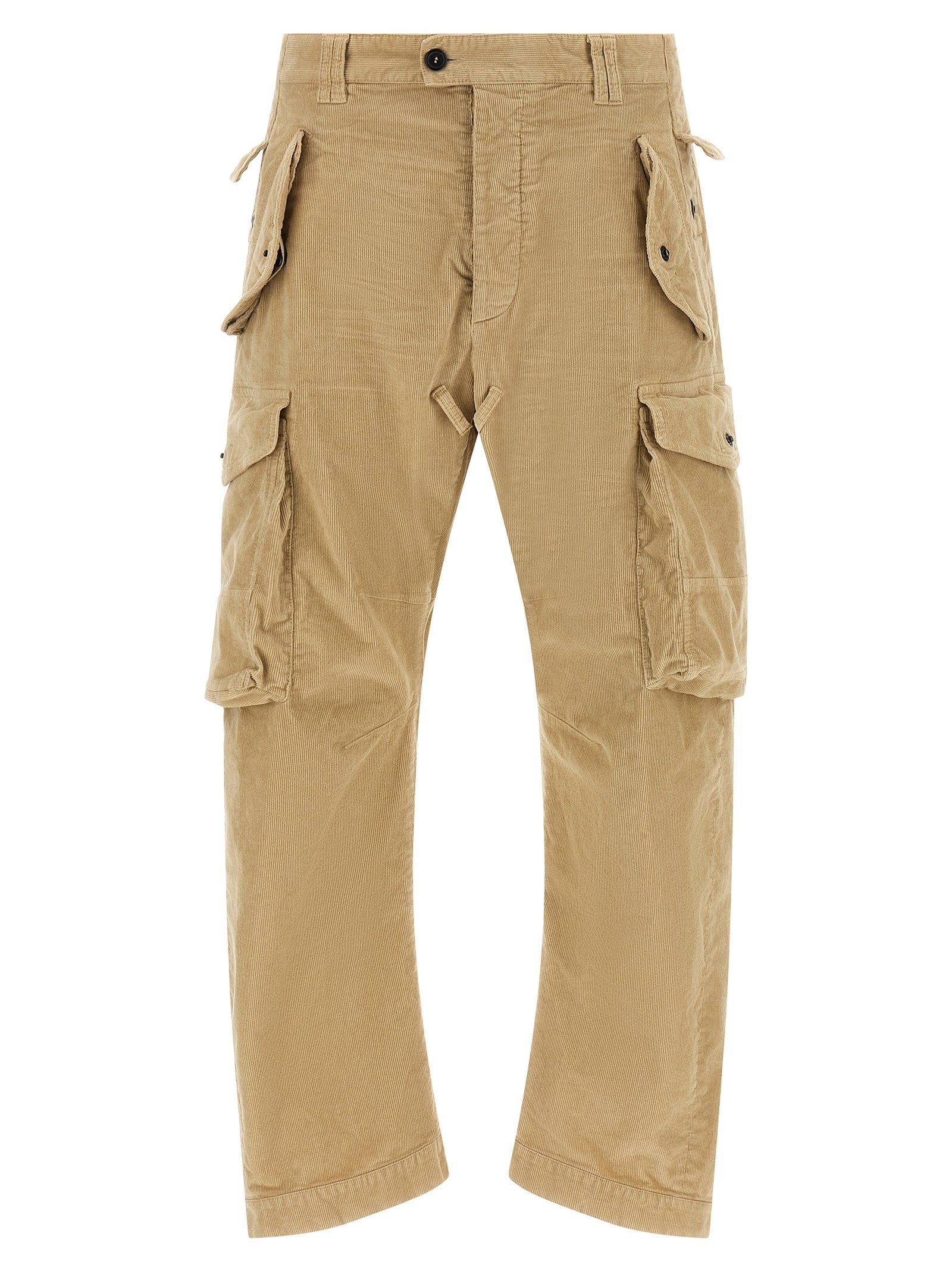 Dsquared2 Multi-Pocket Corduroy Cargo Pants — Camel