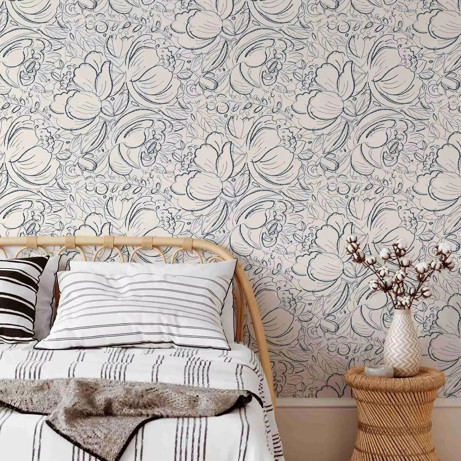 Beige Vintage Peonies Wallpaper
