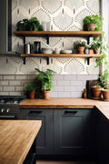 Modern Geometric Gray Art deco Fan Wallpaper