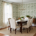 Green Toile Floral Wallpaper