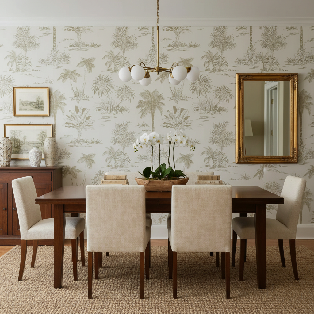 Beige Palm Tree Mural