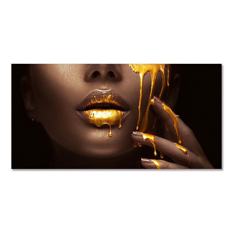 ArtZ® Very Lippy Canvas Paintings - Brown Face / 39.4 inch by 78.7 inch (100x200cm) No Frame