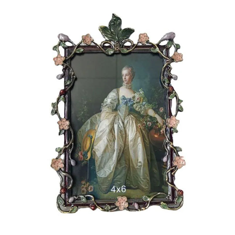 Enamel Floral Metal Photo Frame
