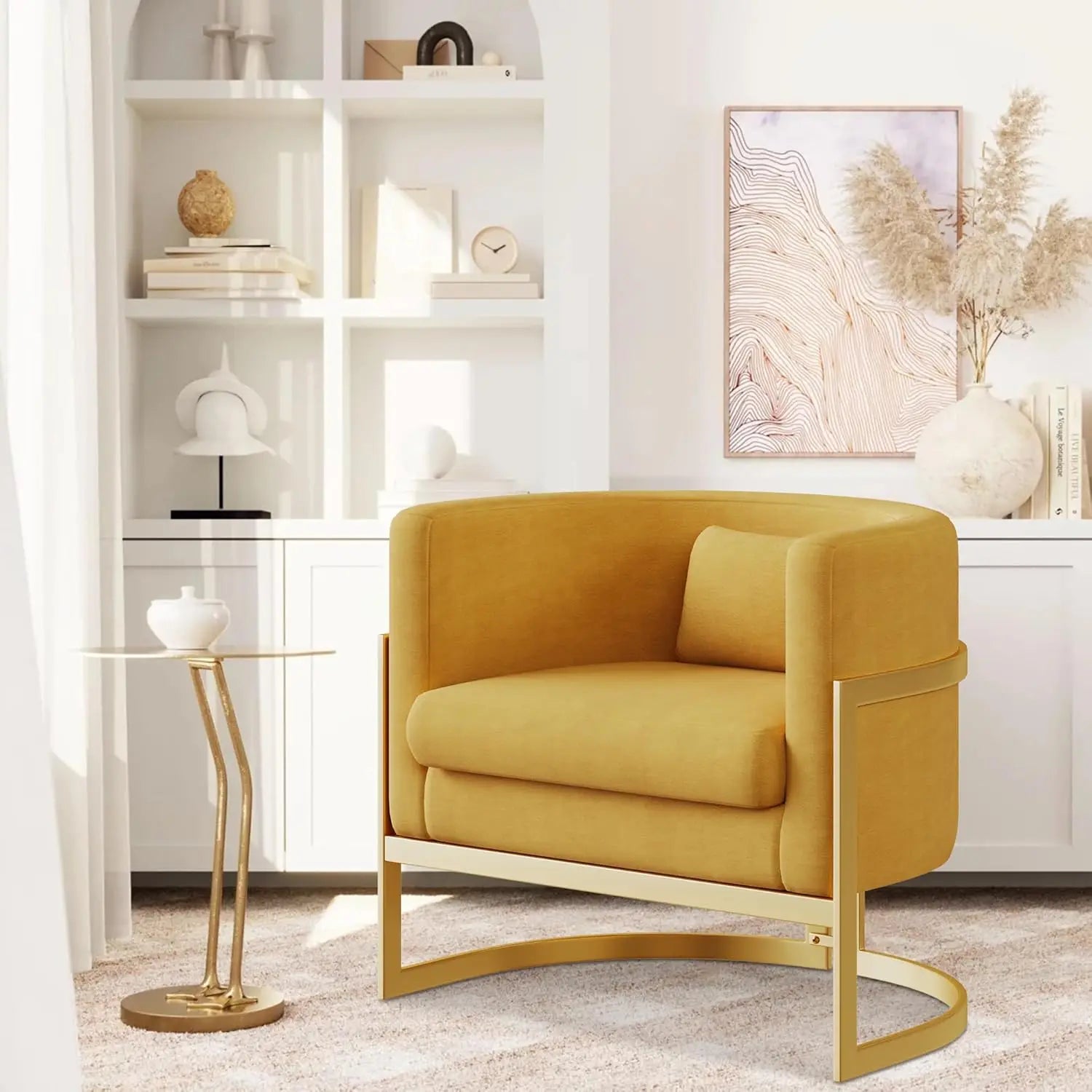 ArtZ® Velvet Nest Chair - Yellow