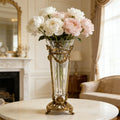 European Crystal Glass & Brass Flower Vase