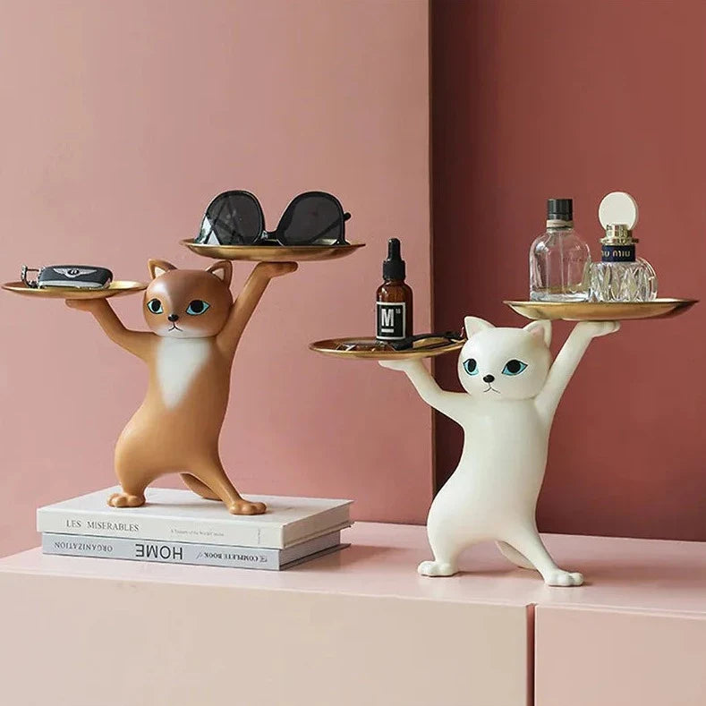 ArtZ® Sneaky Kitty Sculpture With Double Tray