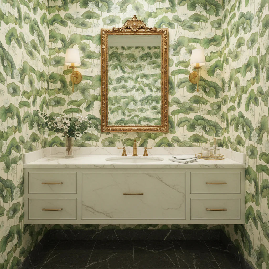 Lily Lotus Chinoiserie Wallpaper